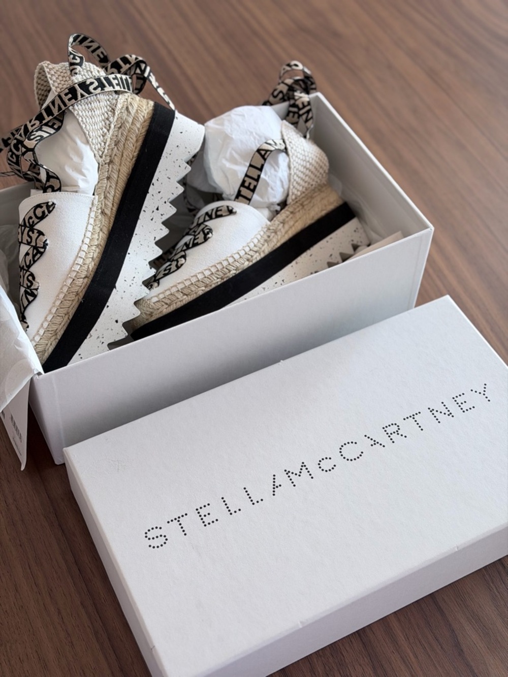 Stella McCartney Cream and Black Gaia Platform Espadrilles - Picture 3 of 3